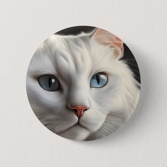 Chapa Redonda De 5 Cm Gato blanco (Anverso)