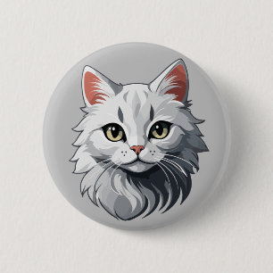 Chapa Redonda De 5 Cm Gato Blanco Encantador