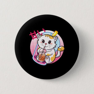 Chapa Redonda De 5 Cm Gato Boba Tea Bubble Tea Cat Lover Anime Kawaii Ne