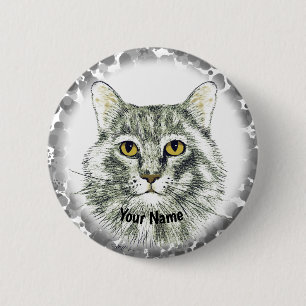 Chapa Redonda De 5 Cm gato cara pin