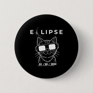 Chapa Redonda De 5 Cm Gato con gafas de eclipse solar para gato