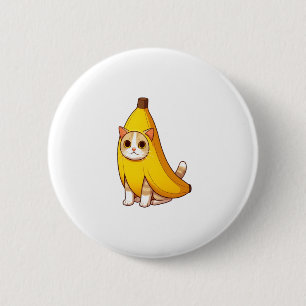 Chapa Redonda De 5 Cm Gato con traje bananero