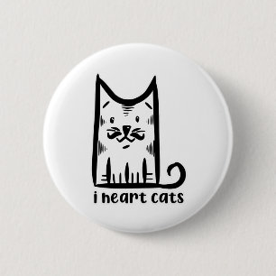 Chapa Redonda De 5 Cm Gato con un bigote elegante, amo a los gatos
