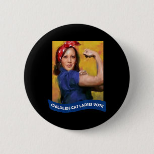 Chapa Redonda De 5 Cm Gato Damas Votar Kamala 2024 Rosie The Riveter
