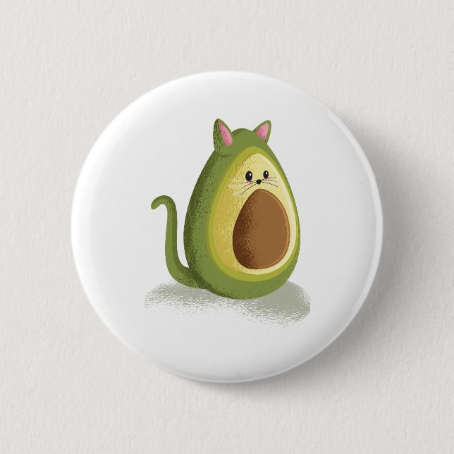 Chapa Redonda De 5 Cm Gato de aguacate (Anverso)