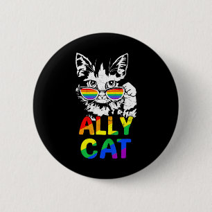 Chapa Redonda De 5 Cm Gato de Ally Cat Orgullo Gay LGBTQ Gato de Orgullo