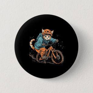 Chapa Redonda De 5 Cm Gato De Bicicleta De Montaña Lindo En Hombres Muje