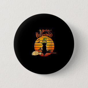 Chapa Redonda De 5 Cm Gato de bruja de Halloween Calabaza Skeleton Bat S