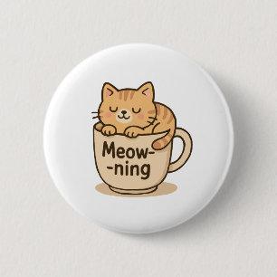 Chapa Redonda De 5 Cm Gato de café Kawaii