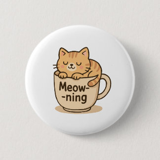Chapa Redonda De 5 Cm Gato de café Kawaii