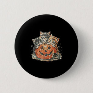 Chapa Redonda De 5 Cm Gato de calabaza de la temporada soky del gato de