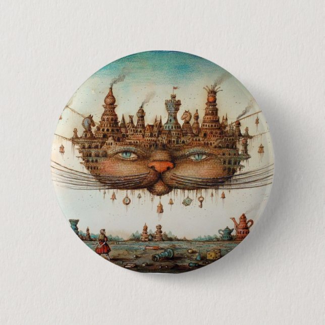 Chapa Redonda De 5 Cm Gato de Cheshire (Anverso)