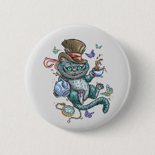 Chapa Redonda De 5 Cm Gato de Cheshire sonriente