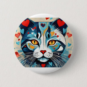 Chapa Redonda De 5 Cm Gato de corazón