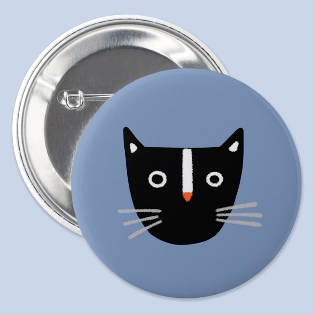 Chapa Redonda De 5 Cm Gato de corte (Fun black and white kitty cat button)