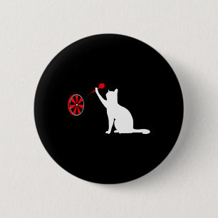 Chapa Redonda De 5 Cm Gato de Dardos - Gracioso Dart Lanzando Cat Dart Y