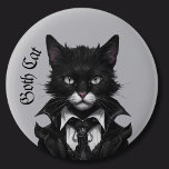 Chapa Redonda De 5 Cm Gato de gótico Gótico grunge Bruja<br><div class="desc">Espero que te guste mi botón de Gótico Cat pin. Se basa en uno de mis gatos que recientemente se ha convertido en un gótico,  y camina por las calles de manera silenciosa buscando otras criaturas góticas con las que colgarse.</div>