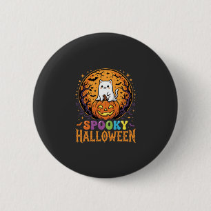 Chapa Redonda De 5 Cm Gato de Halloween Calabaza Luna Diseño Vintage