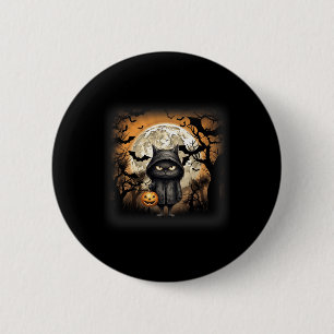 Chapa Redonda De 5 Cm Gato de Halloween Gato Negro Gato de Halloween Fur