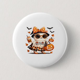 Chapa Redonda De 5 Cm Gato de Halloween � Kawaii Bruja Kitty con bombeo