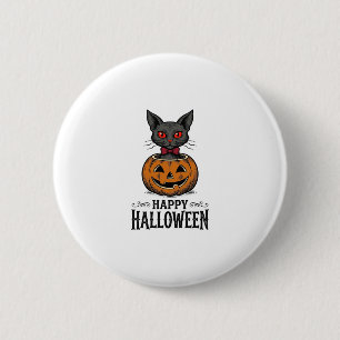 Chapa Redonda De 5 Cm Gato de Halloween Lindo Calabacín Vintage Espeluzn