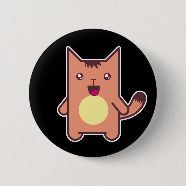 Chapa Redonda De 5 Cm Gato de Kawaii (Anverso)