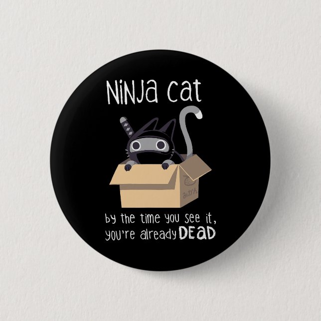 Chapa Redonda De 5 Cm Gato de Ninja (Anverso)