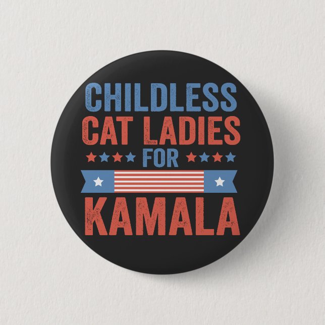 Chapa Redonda De 5 Cm Gato De Niños Para Kamala 2024 (Anverso)