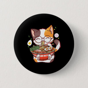 Chapa Redonda De 5 Cm Gato de Ramen Comida japonesa Kawaii Anime Chicas