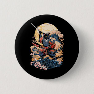 Chapa Redonda De 5 Cm Gato de Samurai Anime Ninja