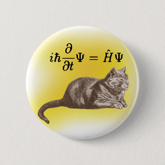 Chapa Redonda De 5 Cm Gato de Schrodinger (Anverso)