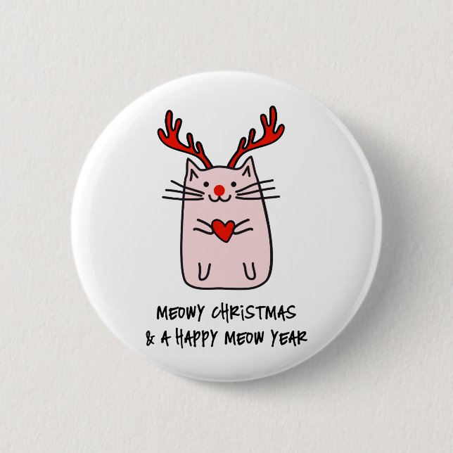 Chapa Redonda De 5 Cm Gato del navidad (Anverso)