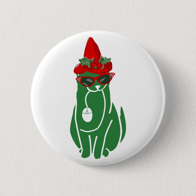 Chapa Redonda De 5 Cm Gato del navidad de Mousebreath (Anverso)