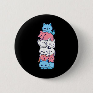 Chapa Redonda De 5 Cm Gato Del Orgullo Transgénero Lgbt Bandera Trans Cu