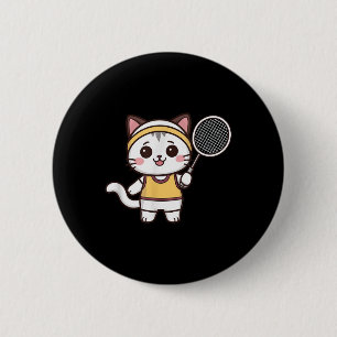 Chapa Redonda De 5 Cm Gato divertido bádminton mujeres chicas jugadora d