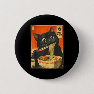 Chapa Redonda De 5 Cm Gato divertido de anime retro Ramen Gato japonés G
