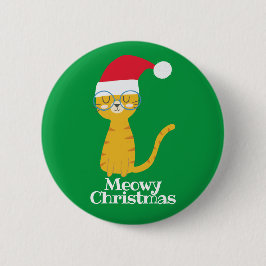 Chapa Redonda De 5 Cm Gato divertido de Navidad