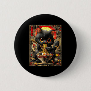 Chapa Redonda De 5 Cm Gato divertido de ramen amantes de fideos anime ot