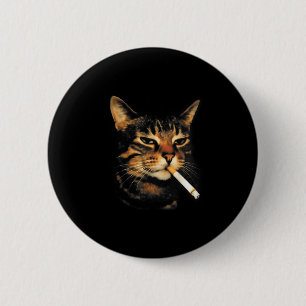 Chapa Redonda De 5 Cm Gato Divertido Fumando Cigarrillo Gatito Meme Estú