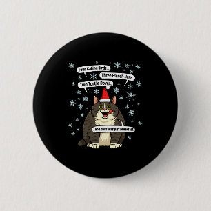 Chapa Redonda De 5 Cm Gato Divertido Navideño Merchandising Gorro de San