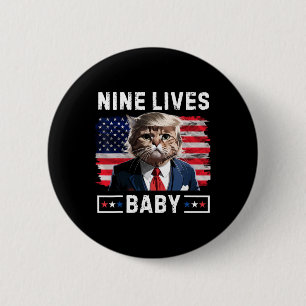 Chapa Redonda De 5 Cm Gato Divertido Trump 9 Vidas Por Voto Divertido Po