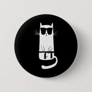 Chapa Redonda De 5 Cm Gato divertido usando sombrillas Karate Judo Cintu