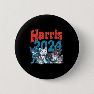 Chapa Redonda De 5 Cm Gato electoral Harris Lady 2024 demócrata Crazy Ki