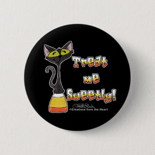 Chapa Redonda De 5 Cm Gato en el maíz dulce me trata dulcemente