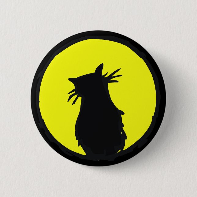 Chapa Redonda De 5 Cm Gato en la luna (Anverso)