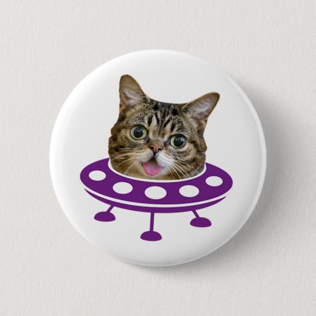 Chapa Redonda De 5 Cm Gato espacial (Anverso)