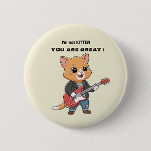 Chapa Redonda De 5 Cm Gato estrella de rock divertido guitarra San Valen