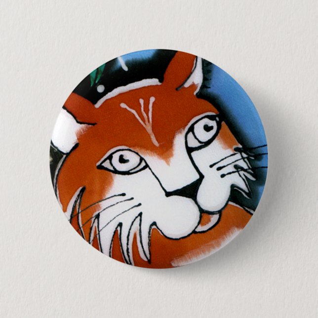 Chapa Redonda De 5 Cm Gato feliz (Anverso)