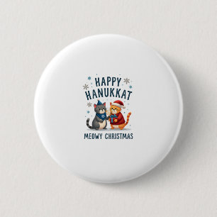 Chapa Redonda De 5 Cm Gato Feliz Navidad Feliz Hanukkah Judío Cristiano