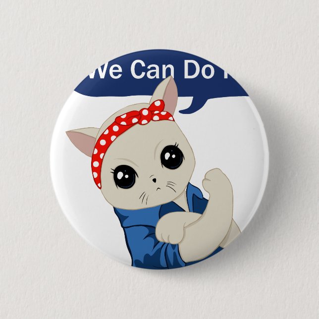 Chapa Redonda De 5 Cm Gato feminista (Anverso)